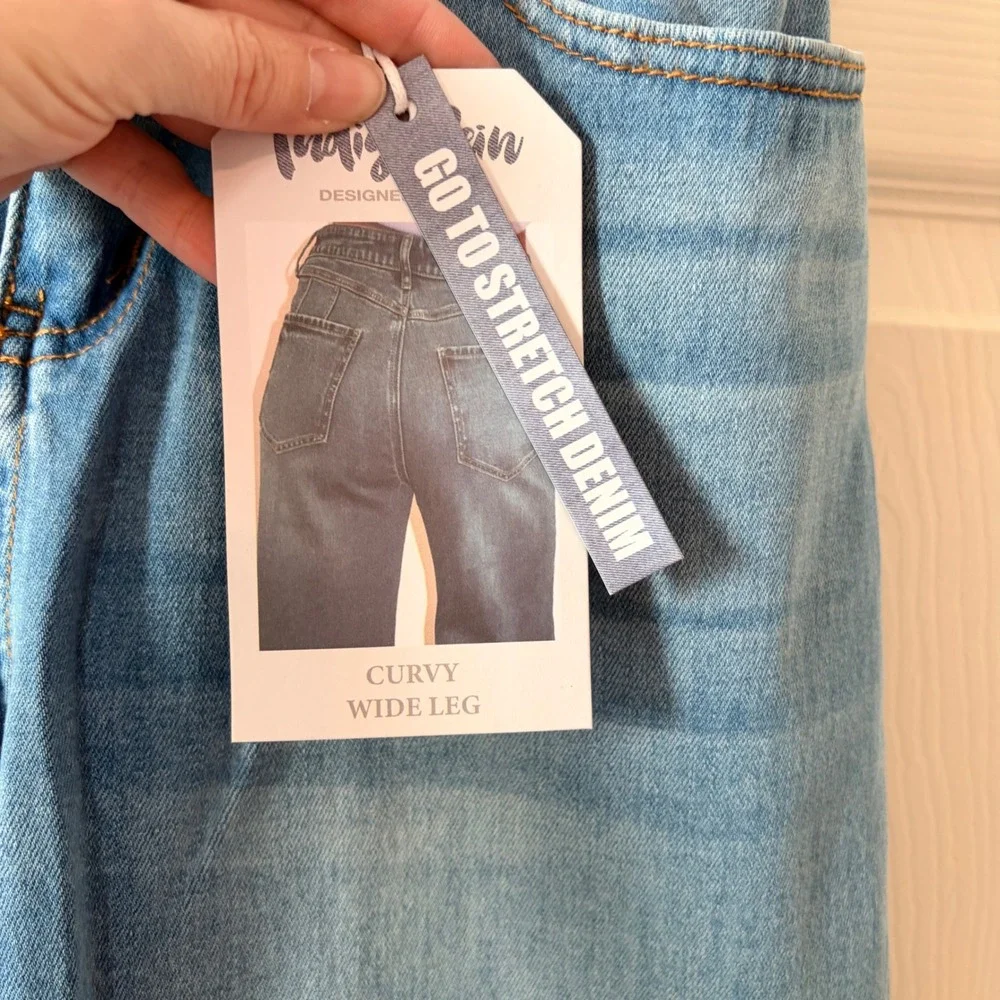 Indigo‎ Rein Destiny Curvy Wide Leg Jeans High Rise Light Wash Blue Size 11/29